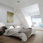 the idea of ​​a bright decor in the attic bedroom picture