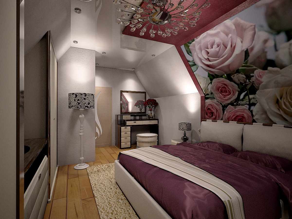 variant of the unusual decor of the attic bedroom