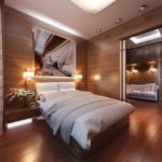 idee de interior luminos al unei fotografii înguste de dormitor