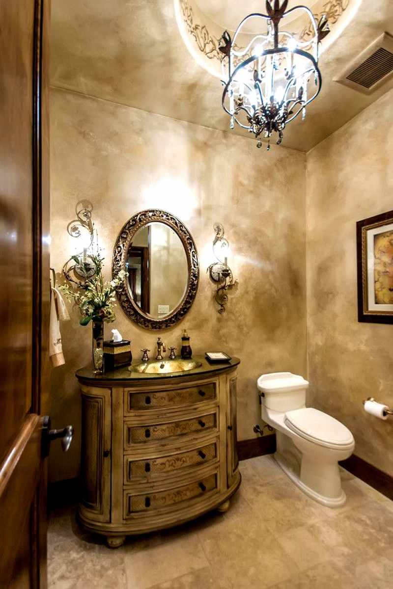 An example of using bright decorative plaster in a bathroom decor
