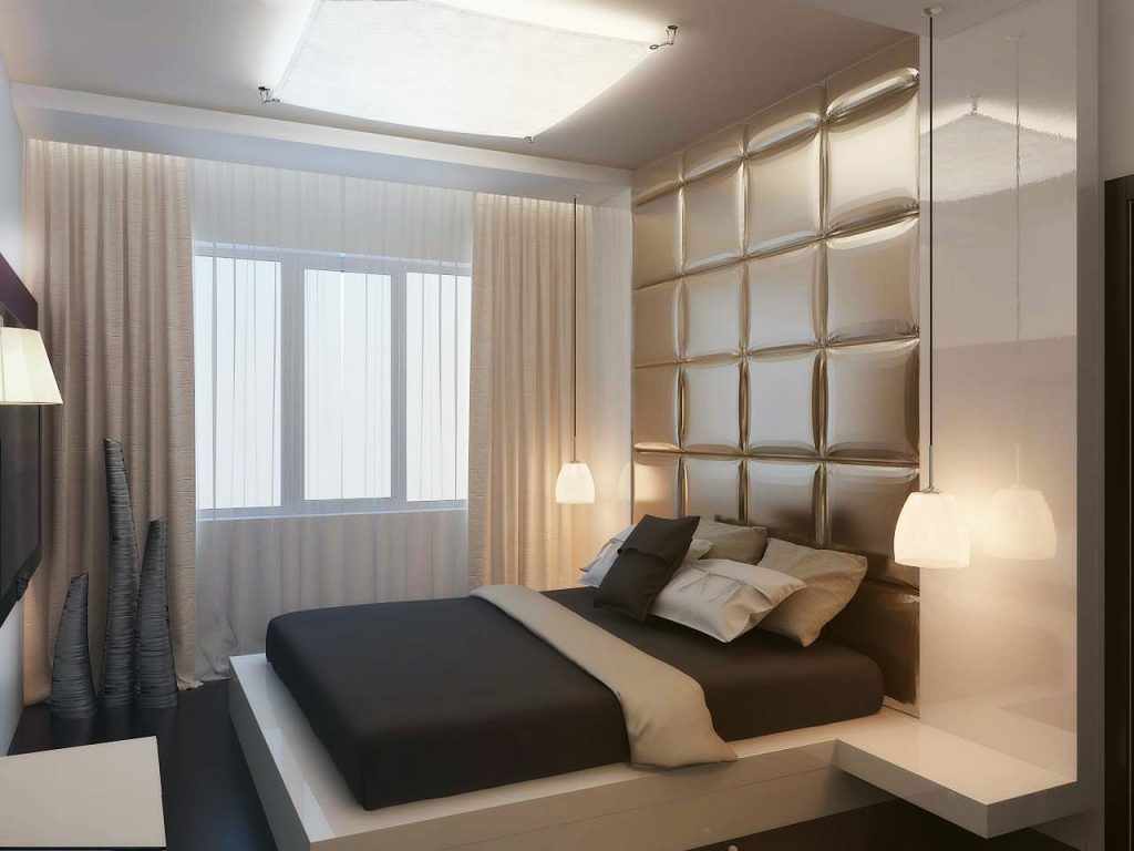 a idéia de um design de quarto brilhante de 15 m²