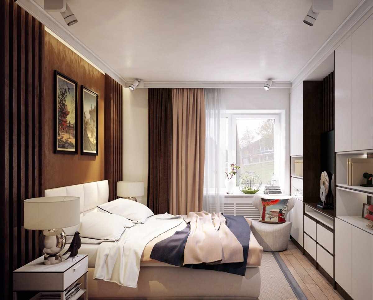 пример необичног стила спаваће собе од 15 м²