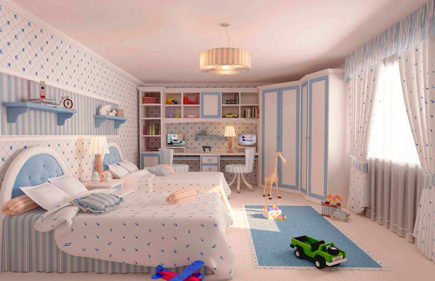 bir kız için bir yatak odası parlak tasarım fikri
