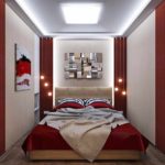 ideea unui decor frumos al unei imagini înguste de dormitor