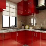 idea foto gaya dapur merah yang indah