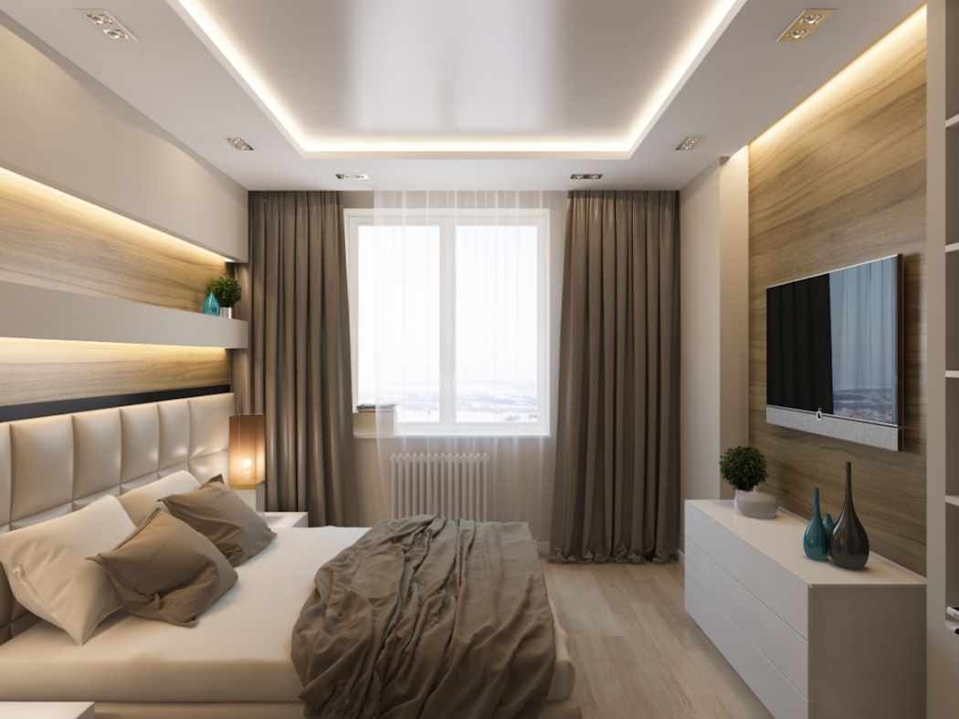 opzione di design luminoso per una camera da letto di 15 mq
