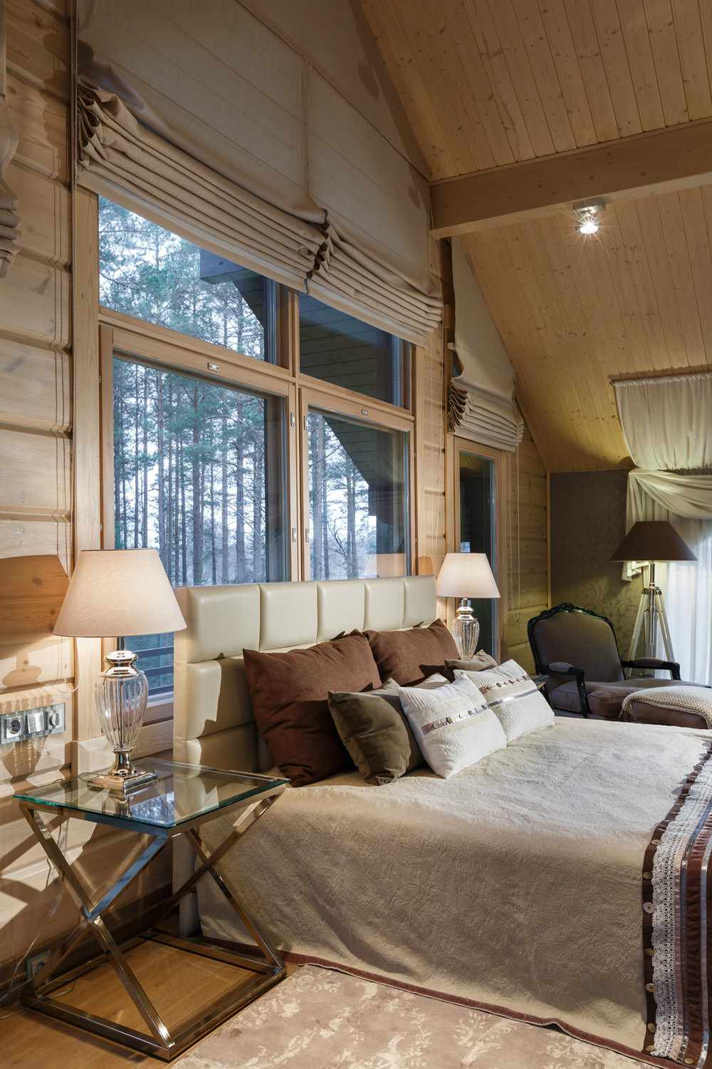 variant of the bright interior of a bedroom in the attic