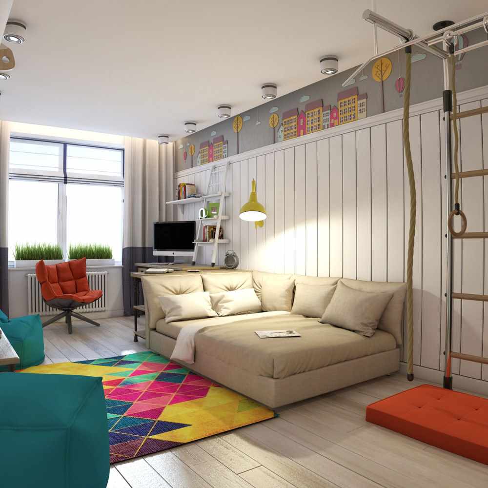 An example of a bright design of a children's room