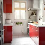 ideen om en smuk indretning af rødt køkkenbillede
