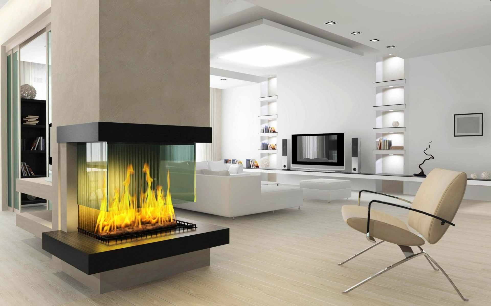variant of using an unusual style of a living room with a fireplace