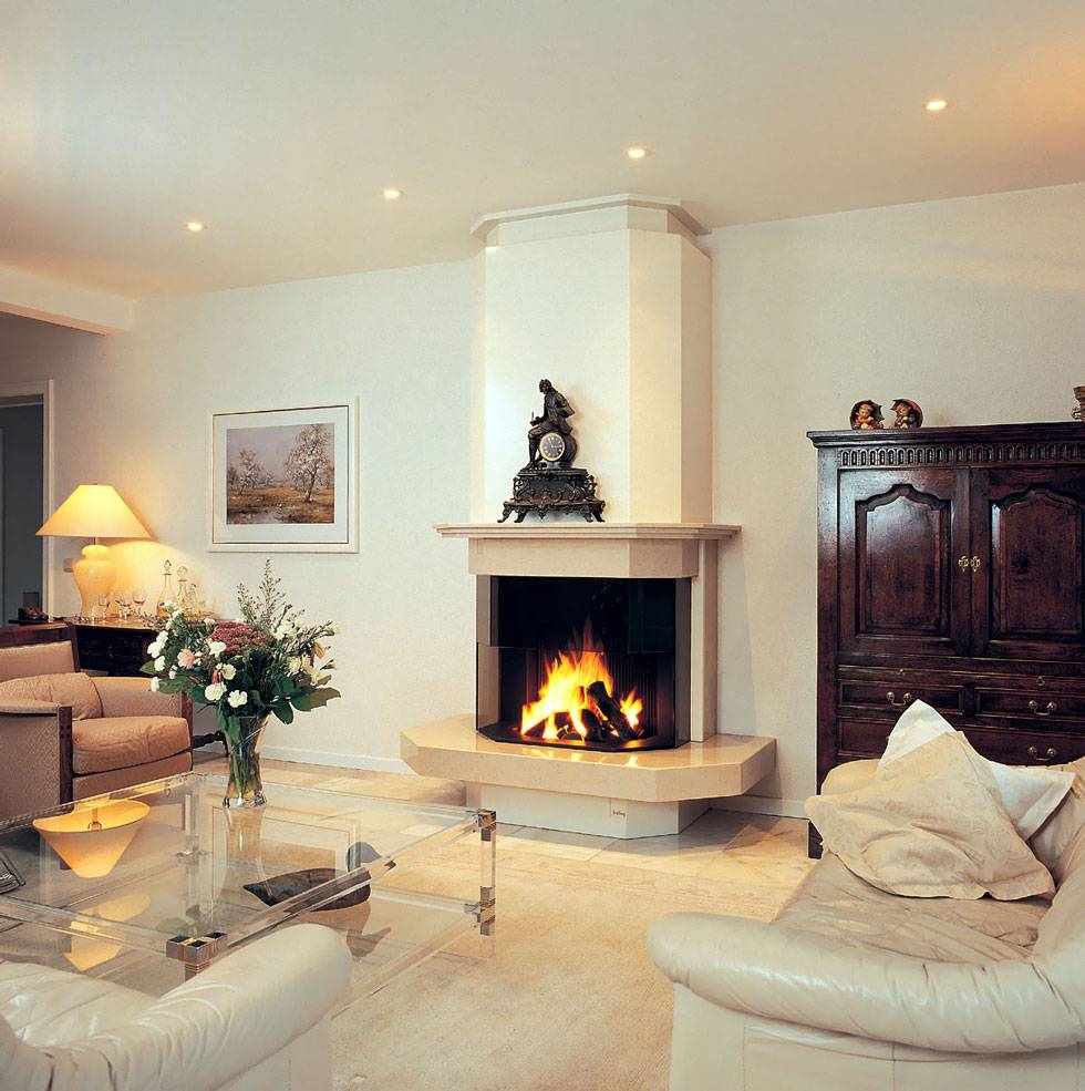 the idea of ​​using a beautiful living room decor with fireplace
