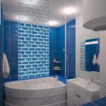 An example of a bright bathroom decor with a corner bathtub photo