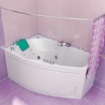 idea of ​​a bright style bathroom with corner bathtub photo