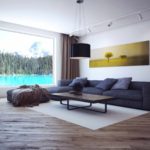 het idee om een ​​prachtig interieur van een woonkamer te gebruiken in de stijl van minimalistische foto