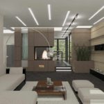 possibilità di utilizzare il design luminoso del soggiorno con camino foto