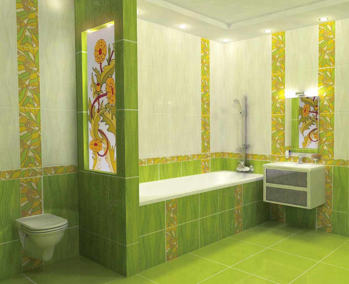 verze krásného designu koupelny s obklady