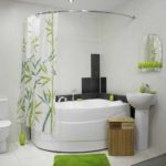 idea of ​​unusual decor of a bathroom with a corner bath picture