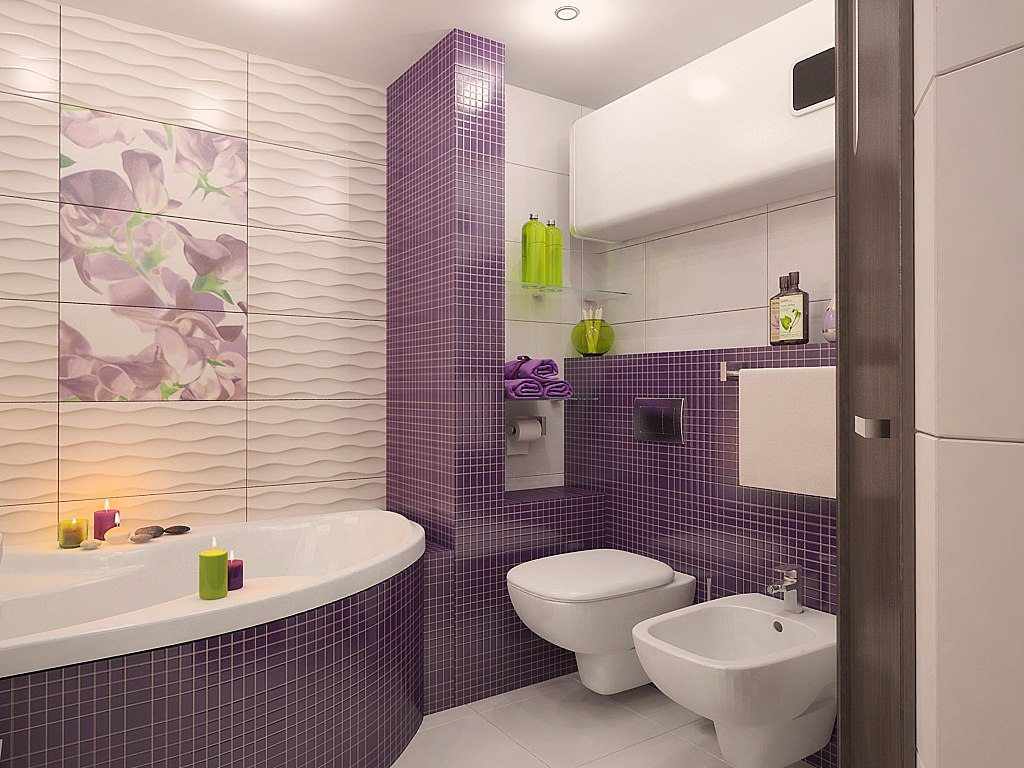 variant of the unusual interior of the bathroom with tiling
