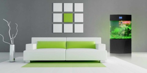 die idee, ein ungewöhnliches dekor eines wohnzimmers im stil des minimalismus zu verwenden foto