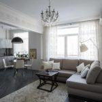 variante de aplicar una decoración brillante de una sala de estar en el estilo del minimalismo photo