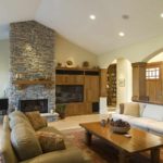example of applying an unusual design of a living room with a fireplace photo