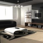 Lehetőség van egy nappali világos kialakításának a minimalizmus kép stílusában történő felhasználására