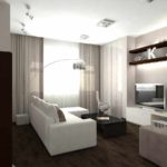 halimbawa ng application ng isang magandang interior ng isang sala sa estilo ng minimalism na larawan
