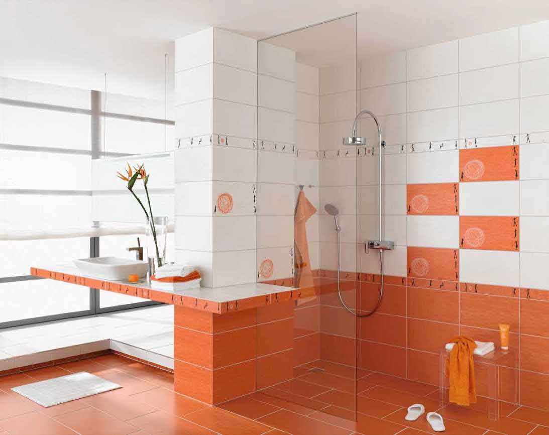 version of the bright interior of the bathroom with tiling