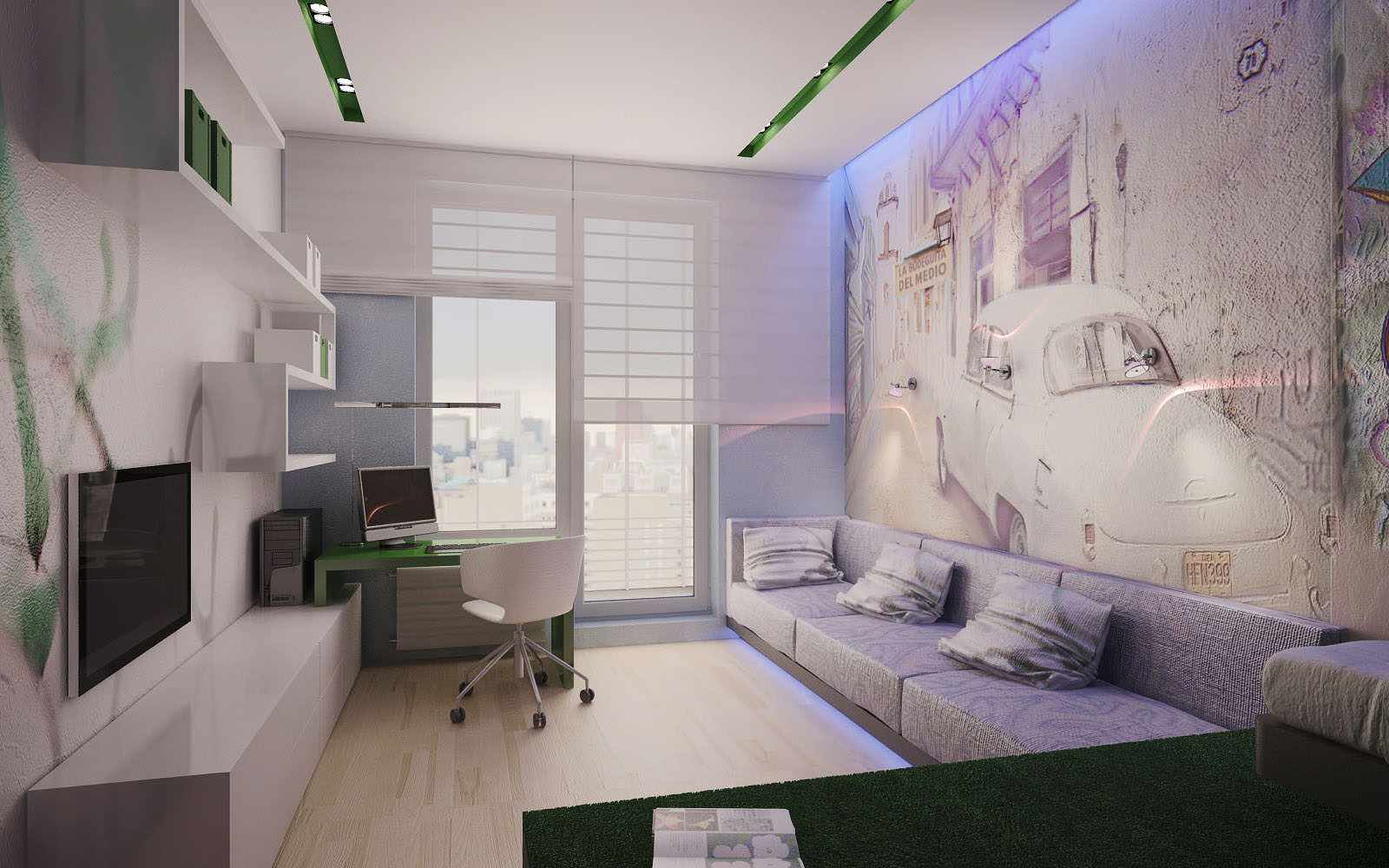 myšlienka obývacej izby svetlého štýlu 19 - 20 m2