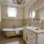 example of a light bathroom decor with tiling photo