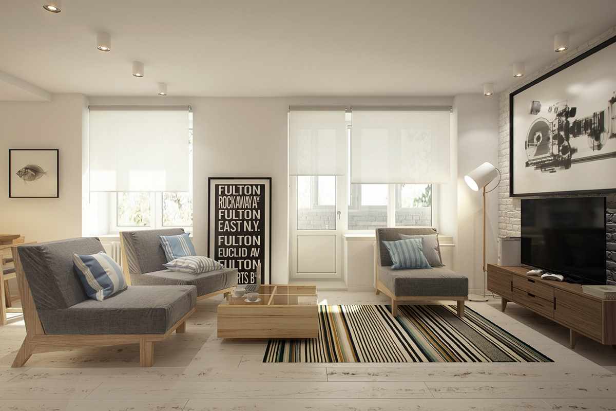 Príklad krásneho interiéru obývacej izby o výmere 17 m2
