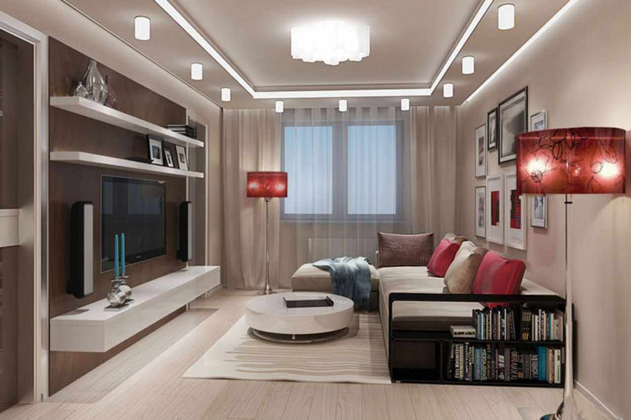 ideia de uma decoração luminosa de uma sala de 16 m2