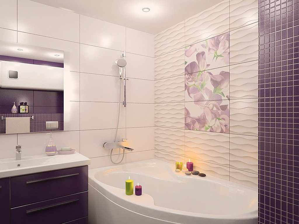 idea of ​​an unusual design of a bathroom with tiling