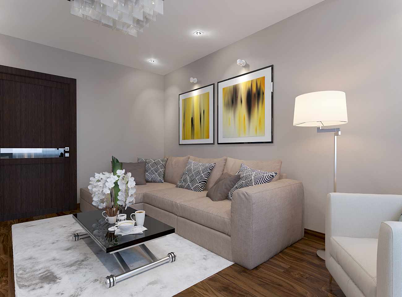 variant svetlého dizajnu obývacej izby 17 m2