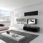 idén att applicera en ljus inredning i ett vardagsrum i stil med minimalismbilden