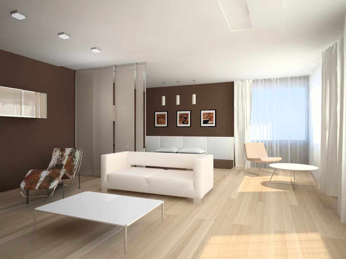 Lehetőség egy világos nappali kialakítás minimalista stílusban történő felhasználására