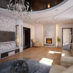 the idea of ​​using an unusual interior of a living room with a fireplace picture