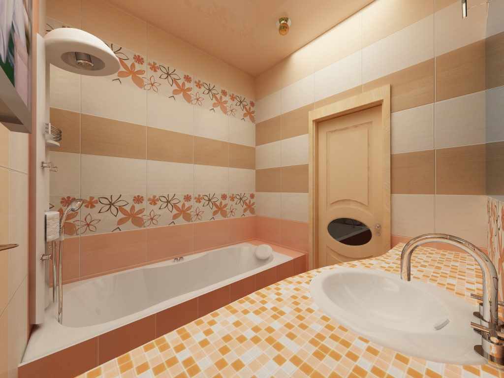 An example of a beautiful tiled bathroom interior