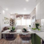Dzīvojamās istabas 25 kvadrātmetru gaišā dizaina spilgta dizaina piemērs
