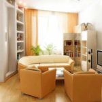 verzia krásneho dizajnu obývacej izby 19-20 m2 foto
