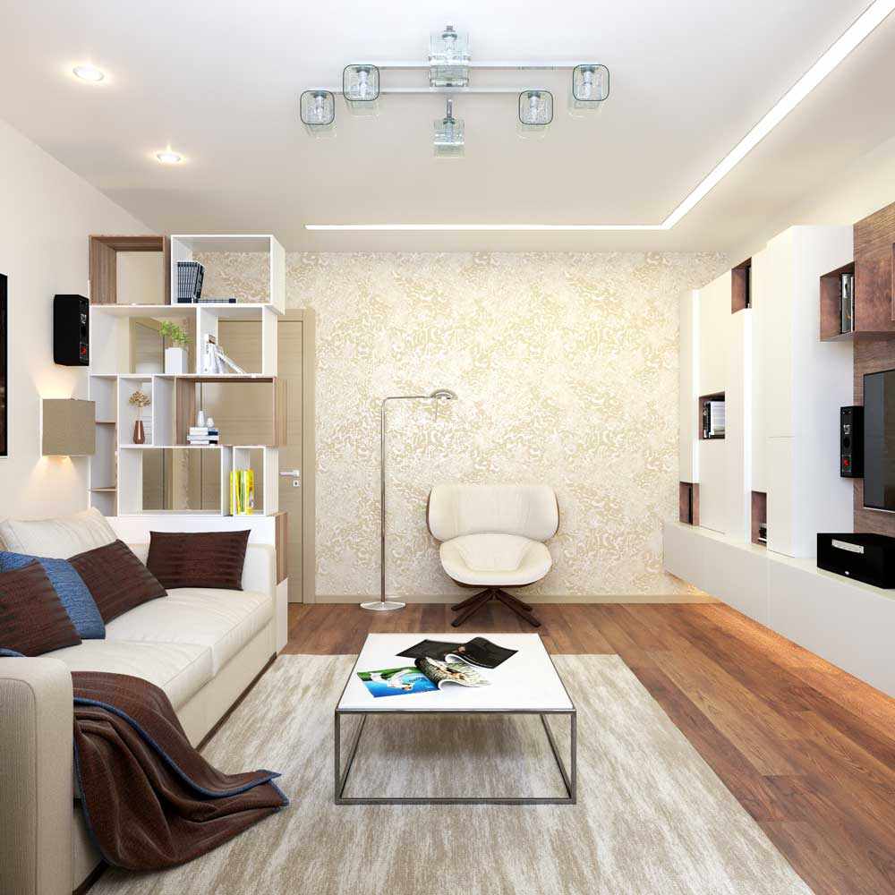 verzia krásneho štýlu obývacej izby 16 m2