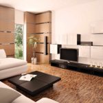 egy példa egy nappali világos designjának a minimalizmus fotó stílusában történő felhasználására
