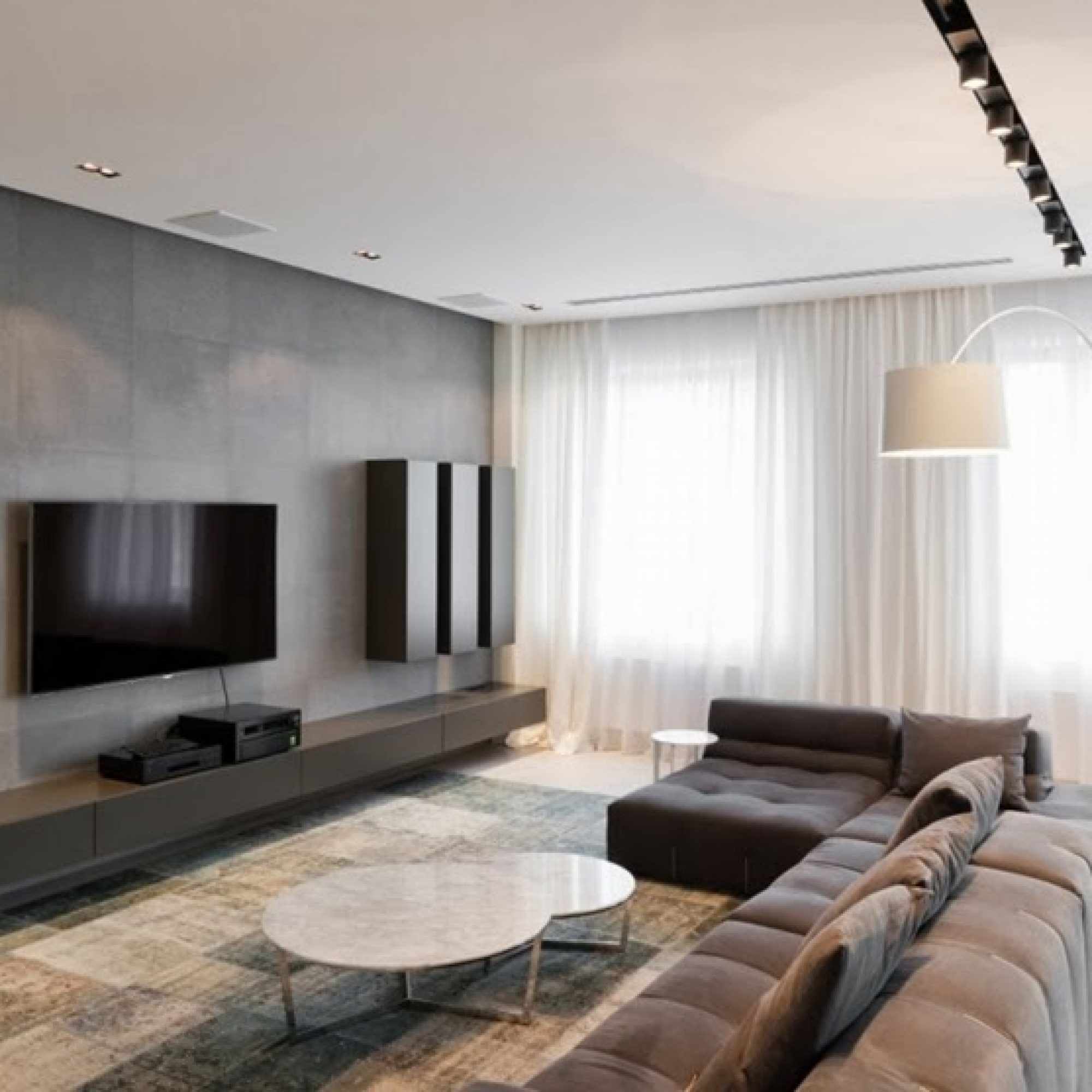 idén att tillämpa en lätt design av ett vardagsrum i stil med minimalism