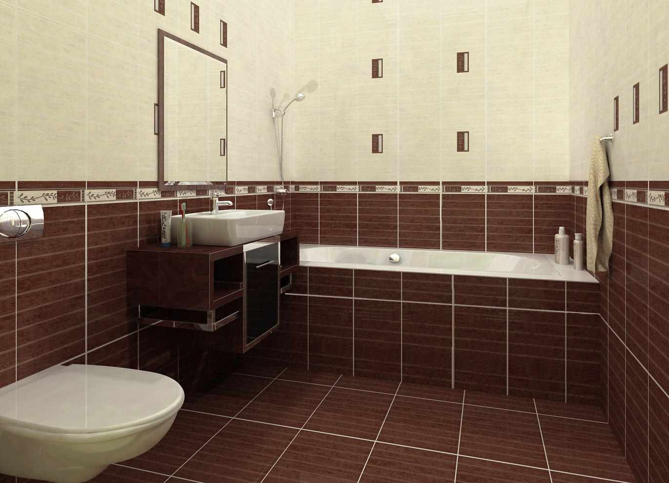 Príklad krásneho dizajnu kúpeľne s obklady