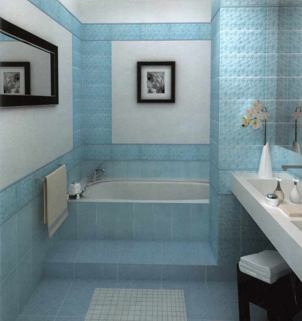 ideja par neparastu vannas istabas dekoru ar flīzēm