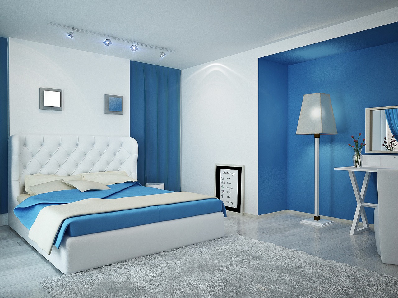 design albastru dormitor