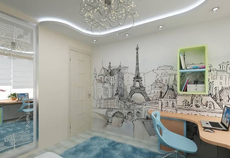 Wallpaper monokrom dengan imej ibu kota Perancis
