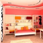Hiasan bilik untuk seorang gadis muda dalam warna merah jambu