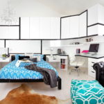 Balti spintelės baldai miegamojo dizaine