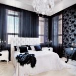 bedroom design with dark wallpaper